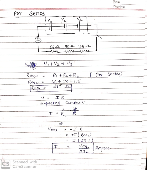 Date: Page No: for series 662 gone 1152 due tient Vit V2 + U3 l fer series) Reau = Reau = Requ = R1 + R2 + R3 66+ got 115 271