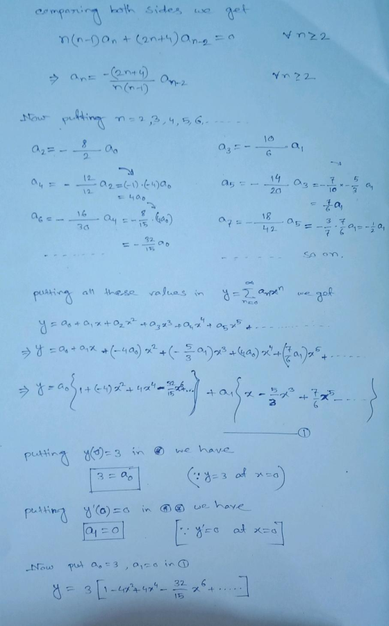 componing both sides we got (n-Don & (2014) ango Anz2 (non n.2 Now putting n=2,3,4,5,6...... 2,-- au= - 12 A2 = (-1). Ewao an