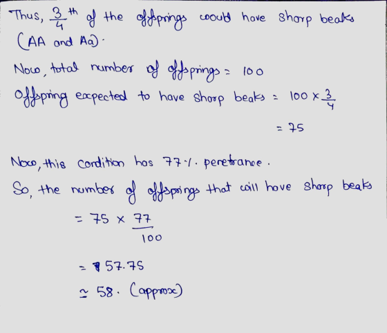 Thus, 3 th of the offsprings could have sharp beats CAA and Aa. Nowo, total number of offsprings = 100 Offspring expected to