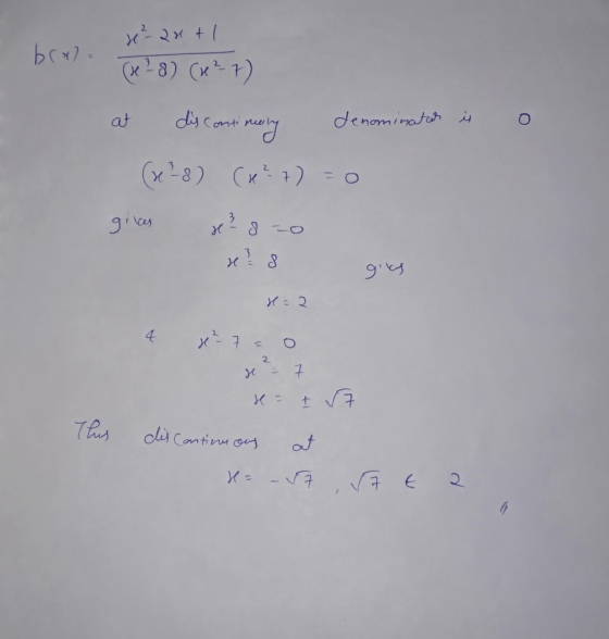 se²-Qut I brol. X 228) (x-7) at dis contimely denominator it o (28) (+²7) = 0 3 x² 8=0 gives 3. x? 8 giks H=2 4 +²7 = 0 2 se