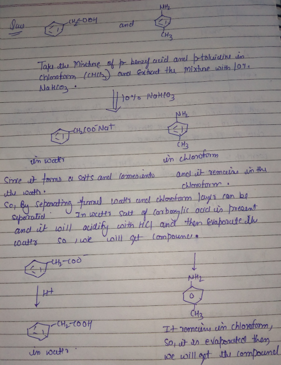 daus GOBH and Take the Mintture chloroform (CHCR Ја соз . - of po benzel acid and to-toluicine in and Contract the mixture wi