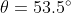 \theta =53.5^{\circ}