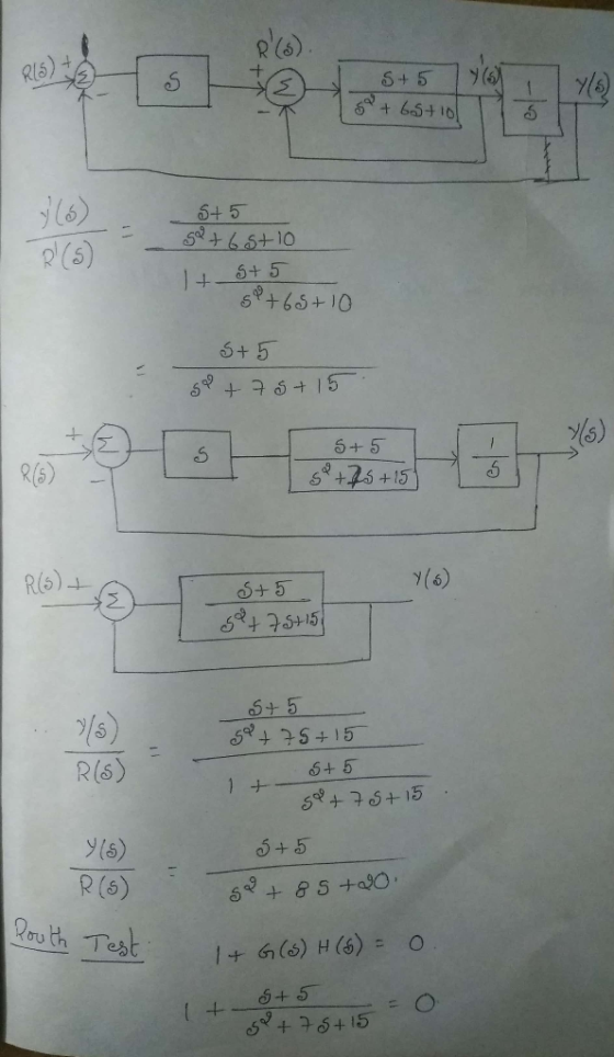 R(s) Rl6 610 4 自+5 거(6) + 5 R(s) y(5) R (5) Routh Test