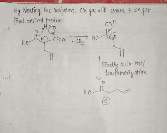 By heating the compound, cos gas will evolve f we get final desired product OTH Ho co – 10 HOA Finally keto-enol 1 tcustomeri