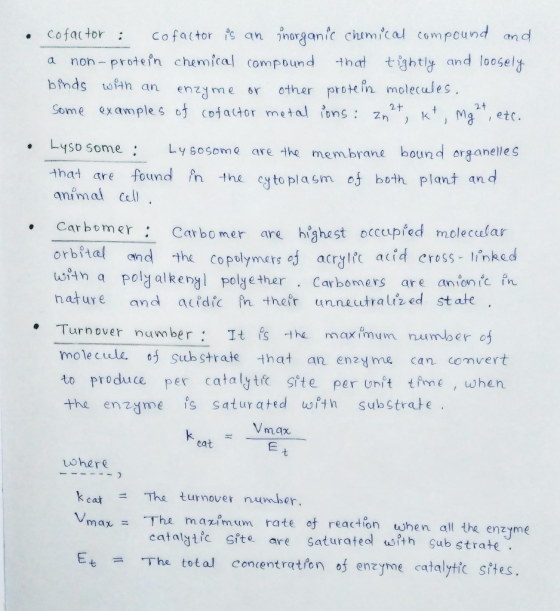 • cofactor : cofactor is an Inorganic chemical compound and a non-protein chemical compound that tightly and loosely binds wi
