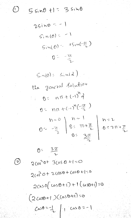 5 sino t1=3 Sino - asino Sincol = -1 Sin(o) - +sin(!) 0 = 2 Sin(a) = siula) the general solution o- ni+(-12 O= nit(-12 (1)