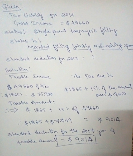 Ginen Tax Lability for 2014 Gross Income & $49660 status: Single parent taxpayers filtry manied filling jointly er sunucing S