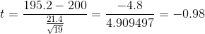 195.2 - 200 ー4. 8 t=T =4.909497 =-0.98 4.909497-0.98 2