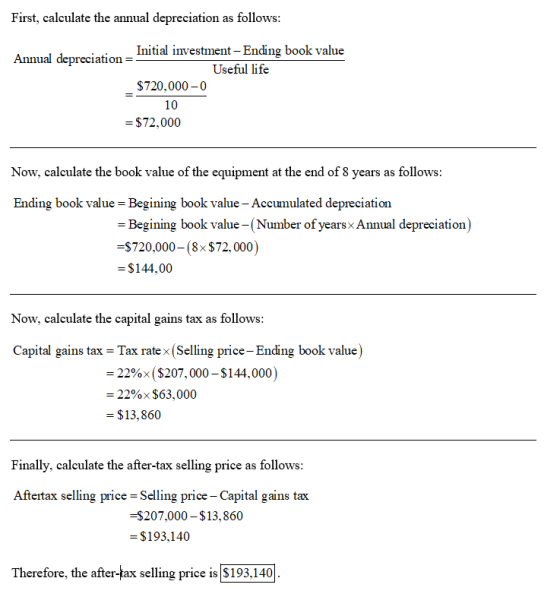 First, calculate the annual depreciation as follows: Initial investment - Ending book value Annual depreciation = Useful life