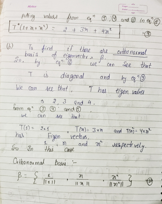 Notes Page: Data: putting valuess from from ea eqr ③ 1 and ② in eq @ Th ( 14 N + N²) 2 + 3 + 42² 0 ortho normal we To find.