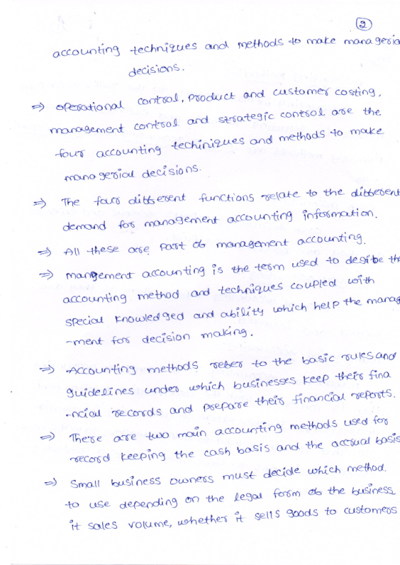 accounting technizues and methods to make manageria decisions. >> Operational control, product and customer costing managemen