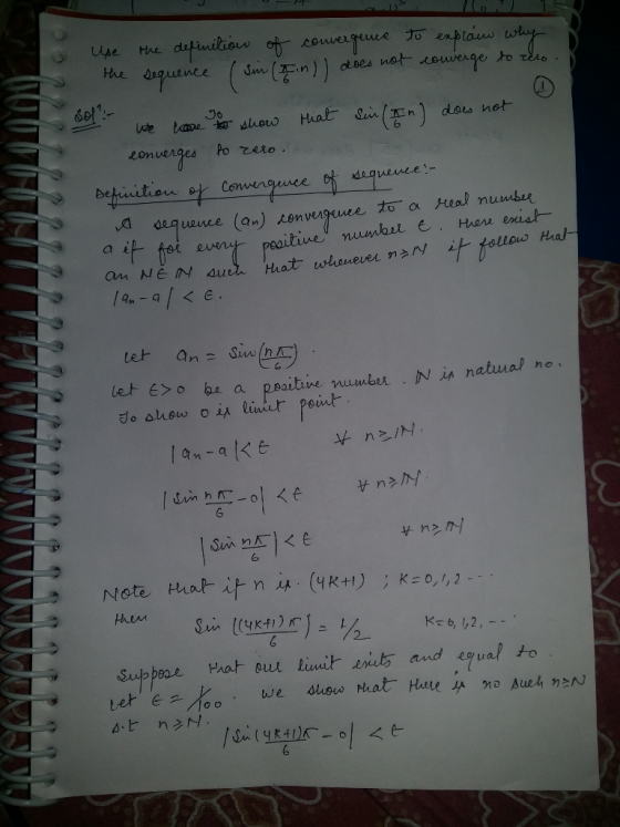 o s use the definition of convergence to explain why the sequence (sin (Fin)) does not converge to reso sol - to home to a sh