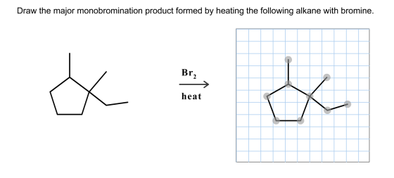 Draw the major monobromination product formed by h
