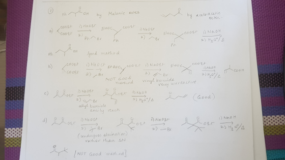 Malonic ester by acetoacetic coort 1) Naget glooc. coort -COOEX 1) Nao y 2) enrer clooc coort ) Naoh 2) t₂ otla en Pr OH MY H