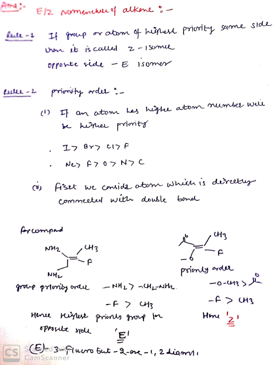pour Elz namenewne of alkene i priority same side Bale - 3 If group or atom of helpest then it is called 2-isomee opposite si