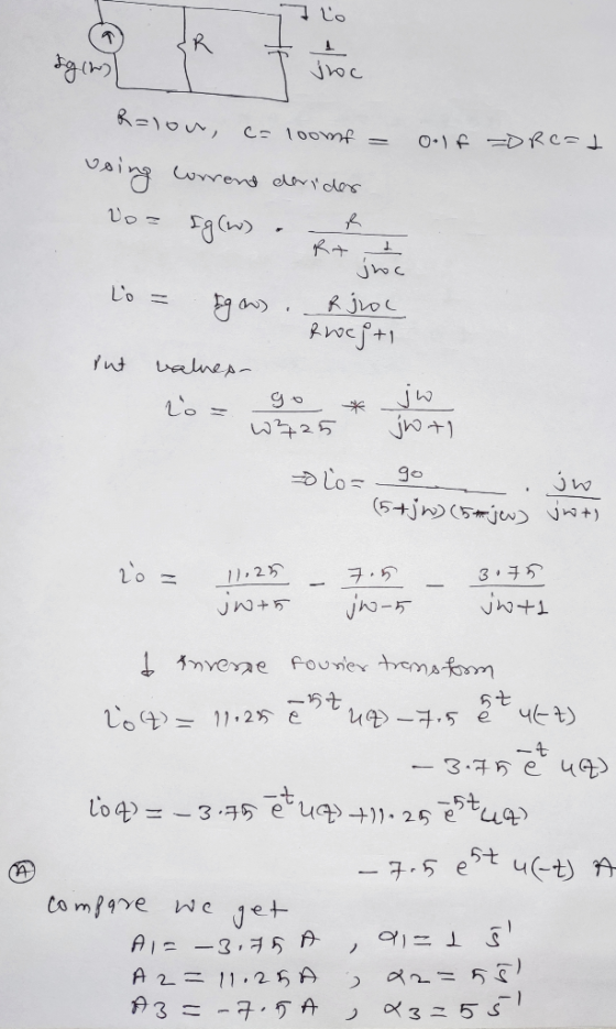 7 to R &g (2) 1 jroc R=lou, Voz c=loomf 0.1 f =DRC=1 voing corrent derider Eg(w) I jroc Lo = Egon) Rjrol Rregti put values- R