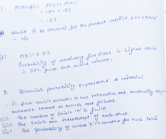 I ove for 2 8 ters? Oce PLAUB)= P(x) + P(X2) 2.04 .03 - 07 would it be cmurual for the - No product I in highest which d) P(5