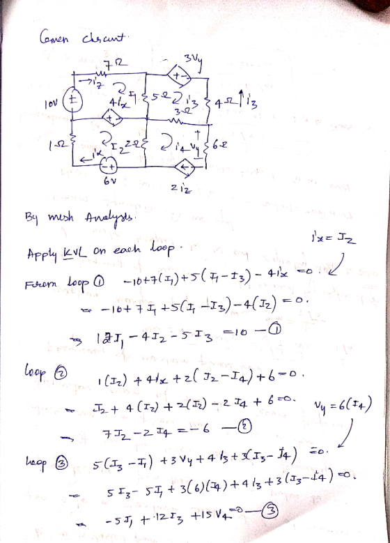 23 2 B4 Apply kVL on each loop フ -211-412-513-10-0 loo 2 9