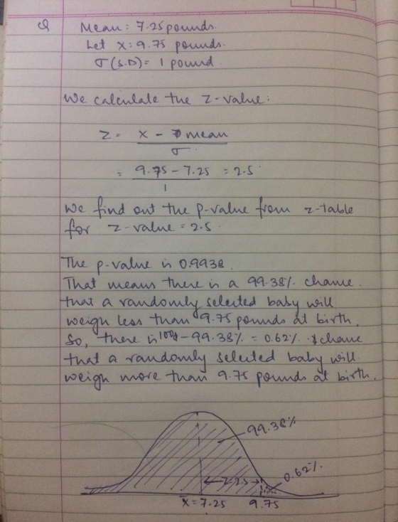 Q | Mean ; 25 pounds we calenlate tue z-value That weam ther n a 38 cham a random seletid baky val that a 九 X725 7s