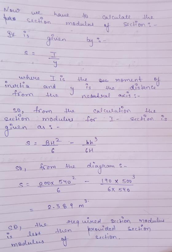Now pete we have to section modules calculate the section o of Dt is given by s = I ग I is the moment where inertica from of