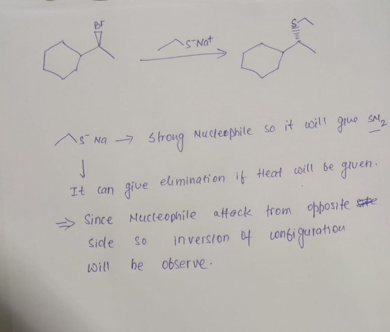 La s Not 15 na > Strong Nucleophile so it will give smy نے Heat will be given. elimination if It can give => Since Mucleophi