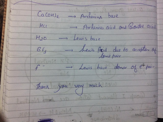 Ca(OH)2 Her H₂o BE – Arrhenius base - Awhenius aid and Bronsted acid - Lewis base - Lewis freid due to accepter of lone pair