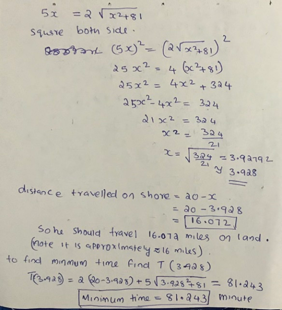 5x = 2√x2+81 squire both side. assant (5x)² = (2x ?+81) ² 25 x ² = 4 (00²781) 25x2 = 4x² + 324 2500² - 4x² = 324 21xc2 = 324