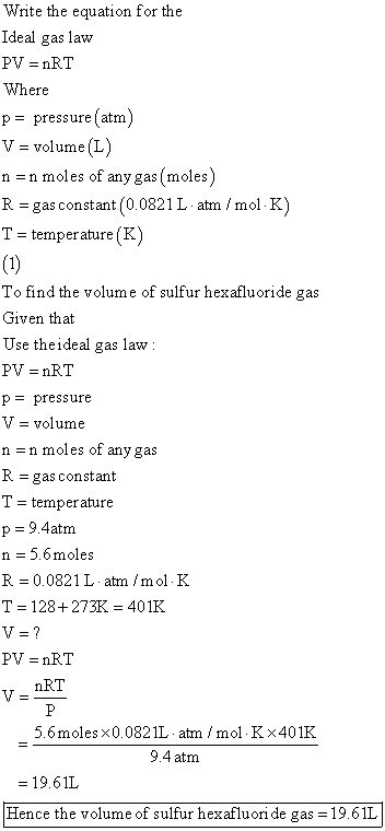 Write the equation for the Ideal gas law PV nRT Where p pressure(atm) V volume (L n n moles of any gas (moles) R. = gas const
