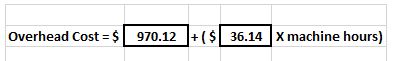 Overhead Cost =$ 970.12 )+($ 36.14 x machine hours)