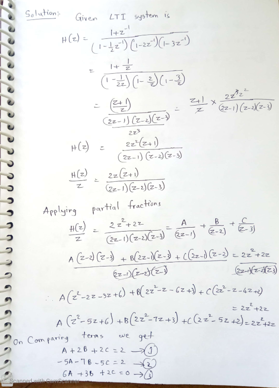 on? Given LTI system is Hal H (2) = (32۔ ( 2) (-2- ۔ + (-(ا) (۱) ( 2 ح23 = z (22-1) (2-22-3) جلد - (2) ج (2) ( اج) 22 3ح2 H(2