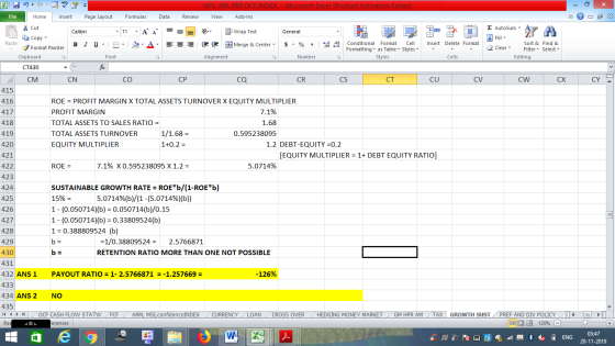 - 2x CY NPV, IRR, PBP,OCFINDEX - Microsoft Excel (Product Activation Failed) File Home Insert Page Layout Formulas Data Revie