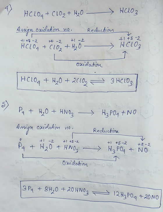 70 HCLOG + CLO₂ + H₂O HOLO 3 Assign oxidation no. Reduction +147-2 H-2 1-2 HC104 + C10+ H2O - - +1 +5-2 HC102 oxidation HC104