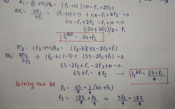 | J V9 • 78 ap ♡ Ti = C-MG)2 = (-10) (110- Pi+2P2) BR año = (P1-10) (-1) + llo-Pita P2 = 0 10-P, +2P2 -P, +10=0 (120+2P2)/2=
