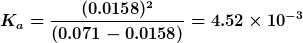 K = 70.071 – 0. (0.0158) (0.071 -0.0158) = 4.52 x 10-3