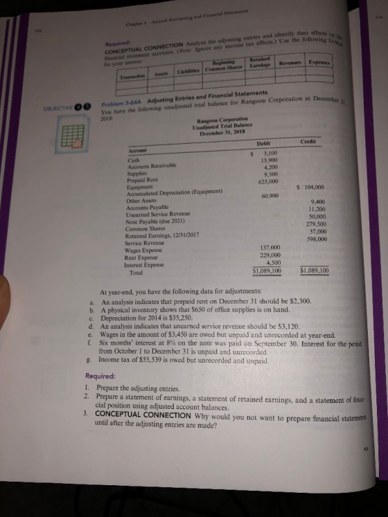 A t ing and Financial Statements Chapter: effects on the llowing for that Required: CONCEPTUAL CONNECTION Analyze the adjusti