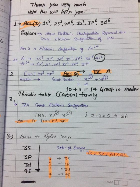 Thamk yeu ve Hope this will helb you much DATE 1AnD) 1s2, 2s 2p 3s, 3P 3d Explaim- above £ledaic Cantiguatien Represet the Co