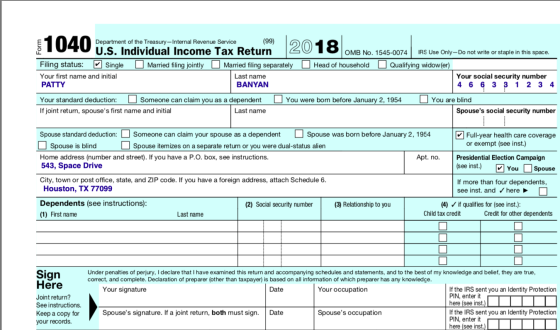 (99) Form Department of the Treasury - Internal Revenue Service U.S. Individual Income Tax Return Filing status: Single Marri