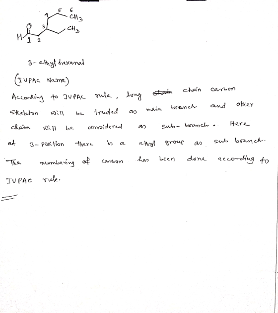 6 CH3 CH3 1 2. 3-ey hexanal IUPAC Nam) chain Canbon Accordin to JUPAC Tue, on^ tn ofkeY and branch main traatecd Releton an i