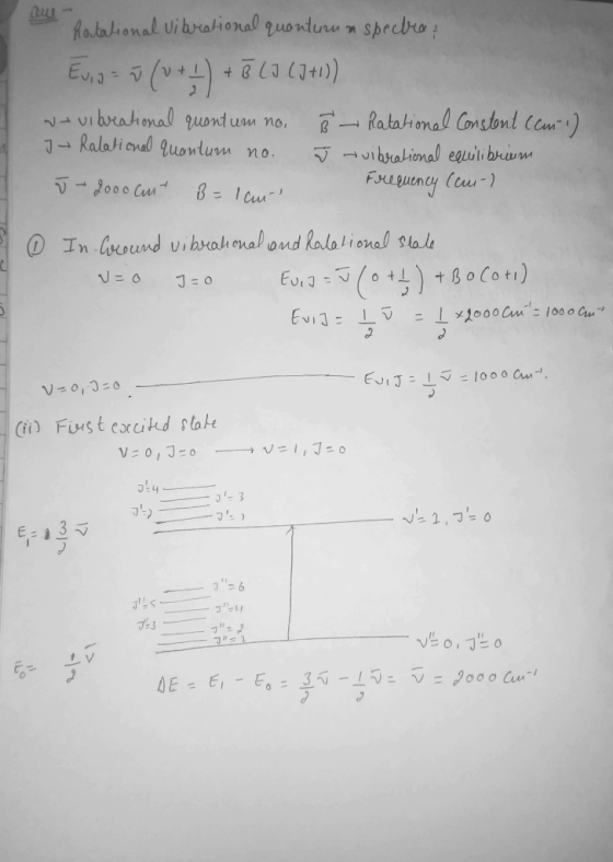 Du Rotational vibrational quonturum spectra Evian (v + 1) + 3 LJ (J+1)) wa vibrational quontum no. Ž - Ratational Constant (a