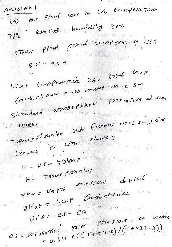 AnswERA LA, tempesa tode Plant was in one Relativel homidity 30%. 36°C plant miami temperature 360 other plant RH-85). Cea F