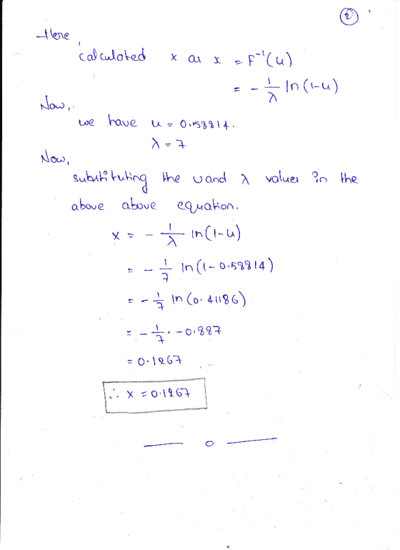 Here calculated x as x 1. = f(U) - - In (1-4) Now, we have u= 0158814. X-7 in the substituting the wand a values above above