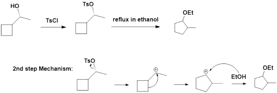 TsCI reflux in ethanol 2nd step Mechanism: