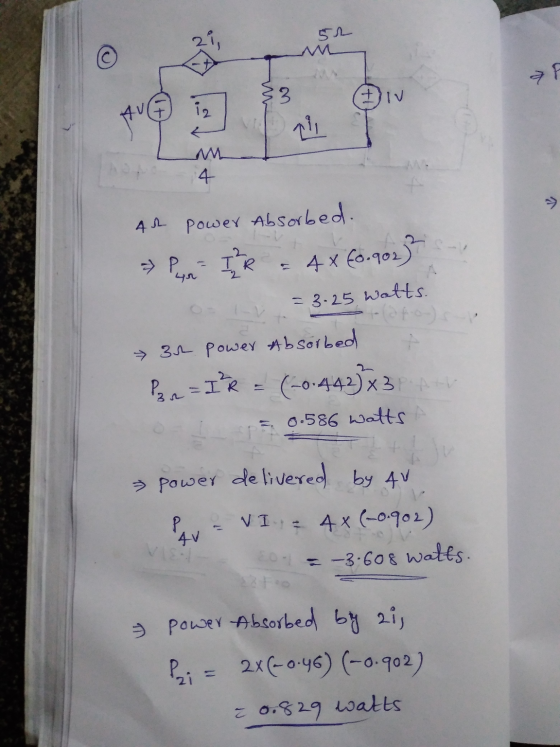 52 af 3 Av i2 신 w 4r power absorbed. >> Pont IR = 4 x 60.902)² = 3.25 Watts. --- → 34 Power Absorbed Pa = 1² = (-0.442 x 3 0.