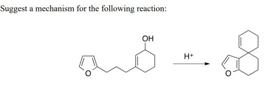 Suggest a mechanism for the following reaction: H+ .