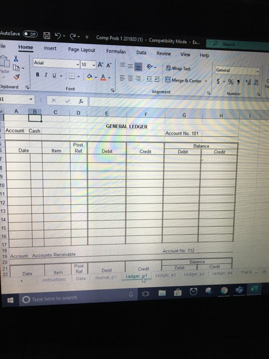Search AutoSave o R Comp Prob 1 201920 (1) - Compatibility Mode - Ex... ile Home Insert Page Layout Formulas Data Review View