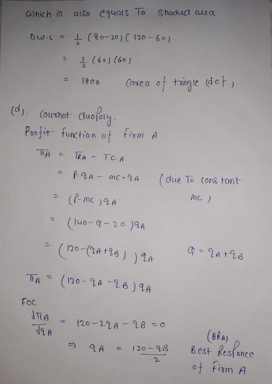 which is also equals To Shaded area Dwol = Į (80-20) ( 120-60) 2 (60) (60) Carea of tringle (det, 1800 (d). Courhot Courhot l