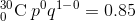 _{0}^{30}\textrm{C}\: p^0q^1^-^0 = 0.85