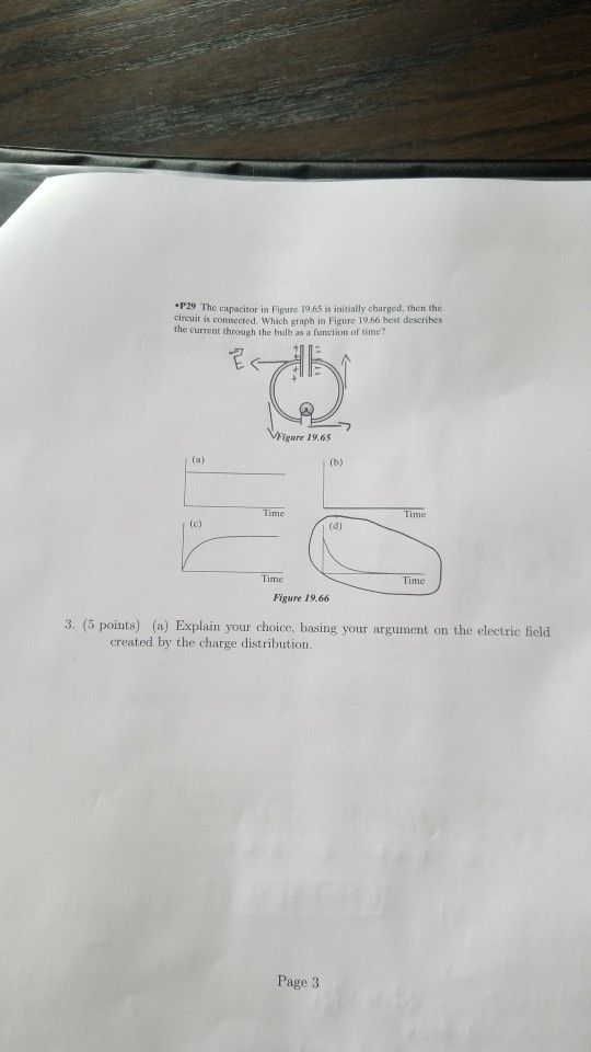 29 The capacitor in Figure 19.65 is initially charged, then the the current through the bulb as a function of time? igure 19.