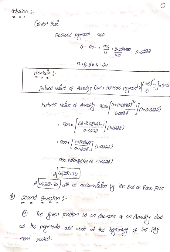 solution - Given that Rice Periodic payment, 2.900 8 - 9% 9% 4 : 2.25*180 100 0.0225 n = 8.5 * 4 = 34 Foomula :- Z z z paymen