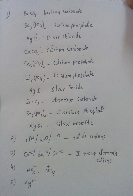 Ba ca-barium Carbonate Bas pou) - barium phosphate Ag d- silver chloride Coldium Carbonake Caco- Cas (pay)-(oldum phosphake L